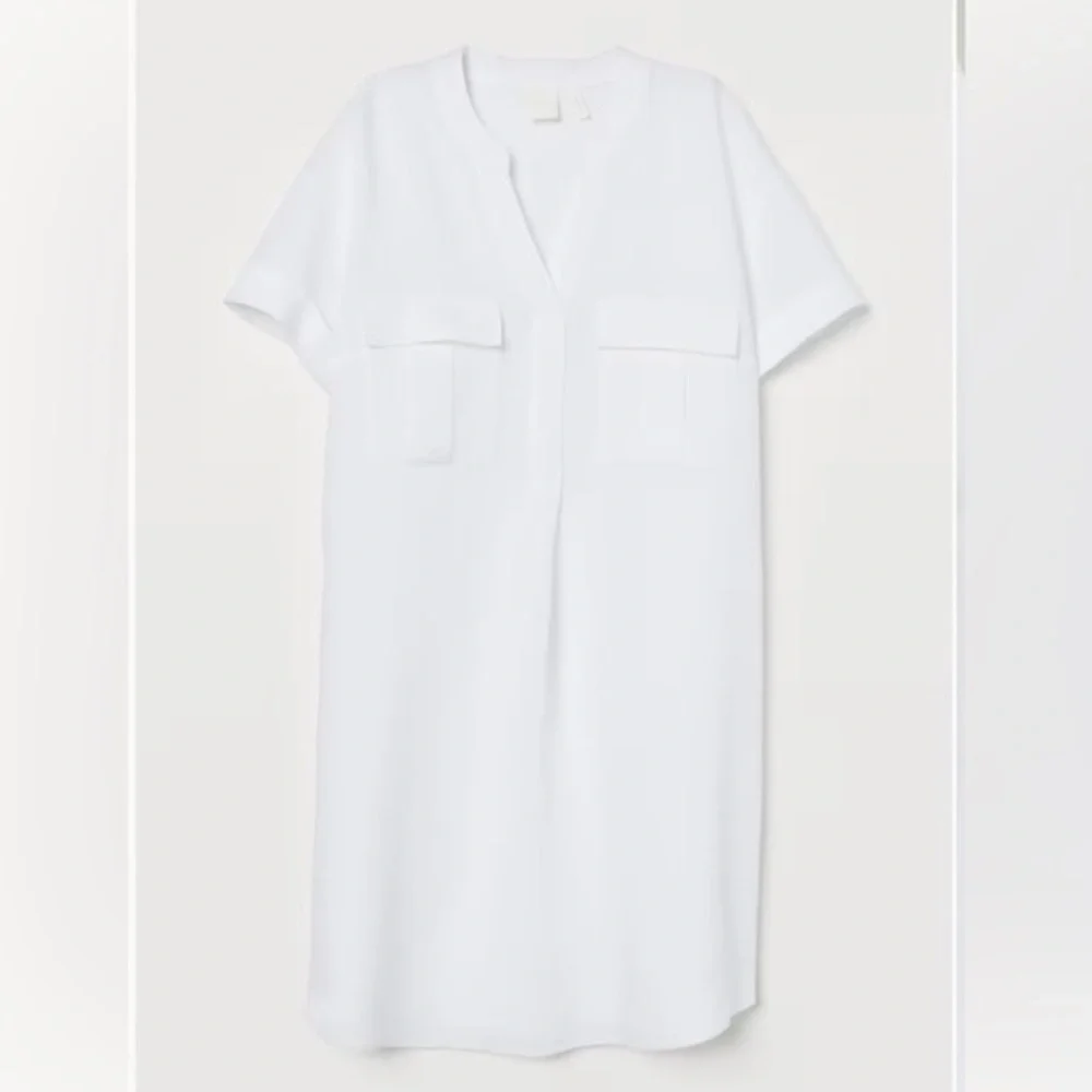 H&M | Dresses | Hm Linenblend Dress White Size 8 | Poshmark